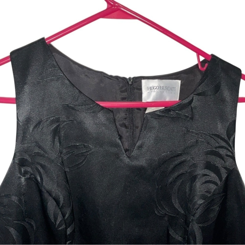Hugo Buscatti Black Jacquard Sleeveless Dress – Size 12 - Picture 6 of 8